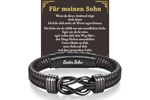 PDTU Geschenke für Männer, Lederarmband Vatertagsgeschenke für Papa Opa, Geschenk An Meinen Sohn Bruder zum Geburtstag Vatertag Abschluss Weihnachten