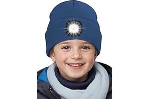 SPGOOD Wiederaufladbare mütze mit LED licht für Kinder, für Jungen und Mädchen, abnehmbare und waschbare warme beleuchtete mütze mit Lampe für den Winter im Freien