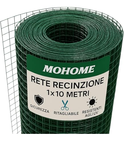 Rete Metallica Verde 25x25mm - Rotolo 10m X 1m Per Recinzioni, Voliere E Protezione Piante