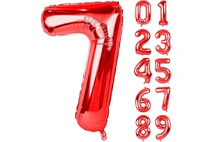 ONEHOUS 40 Inch Red Large Numbers Balloon 7, Digit Helium Foil Mylar Big Number for Birthday Party Anniversary Supplies Decorations