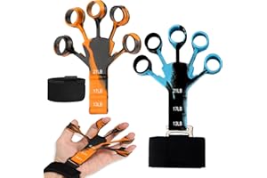 JOOVCC 2Pack Finger Strengthener Hand Grip Strengthener-[NEW ADDED FEATURE] Stainless Steel Clip,Thickened Silicone Material, 6 Resistant Level Hand Grip Trainer for Tennis Sports, Rock Climbing and Guitar.