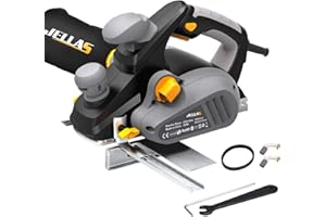 Cepilladora Eléctrica, Jellas 16000 RPM Cepillo Eléctrico Madera con profundidad 3mm y Ancho 82mm, 850W, Escobillas de Cargón de Repuesta y Correa de Goma, PPL850X