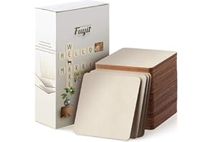 Fuyit Lot de 50 Contreplaqué 127x127x2.5mm, Feuille de Bois Rectangulaire, Plaque Bois Brut, Panneau Feuille Découpe Laser pour Pyrogravure, Maquette, DIY