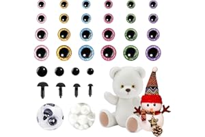 Cumnvulnt 336 Pcs Safety Eyes for Crochet Toys, 6-24mm Glitter Safety Eyes with Washer for Amigurumi Crocheting, Plastic Crochet Eyes for Doll Stuffed Animals (6 Colors)