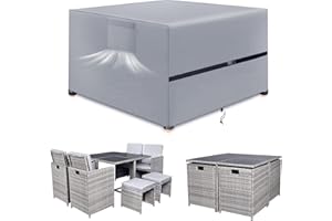 SIRUITON 125X125X74cm Upgraded Garden Furniture Covers with Air Vent, Square Garden Table Cover Waterproof, Outdoor Patio Rattan Cube Table Covers Windproof, Anti-UV, Heavy Duty 420D Oxford Fabric