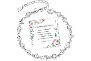 MOROTOLE Silver Bracelet for Women, Trendy 925 Sterling Silver Bracelet for Women with Love Heart Shiny Cubic Zirconia Djustable Hypoallergenic Women Bracelets Birthday Jewellery Gift for Women Girls