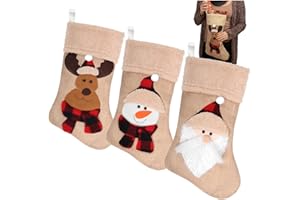 COM-FOUR® 3x skarpeta swiateczna premium XL wykonana z juty - Buty Mikolaja do wypelnienia - Dekoracja swiateczna do zawieszenia - Skarpeta Mikolaja w 3 uroczych wzorach