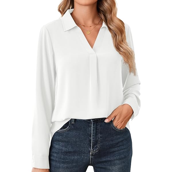 Zitiki Chemisier élégant pour Femme - Col en V - Chemise boutonnée