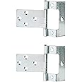 Merriway® BH01811 (2 Pcs) Non-Mortise Cranked Partial Wrap Cupboard Cabinet Door Flush Hinge, 50mm (2 inch) with 5/8 inch Crank Bright Zinc Plated - Pack of 2 Pieces