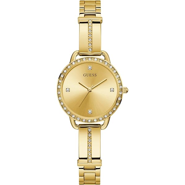 Guess Women\'s Watch U0628l2 Quartz Gold Gemmed Stainless Steel Oversized 44mm Amazon.com: GUESS Women main image 4