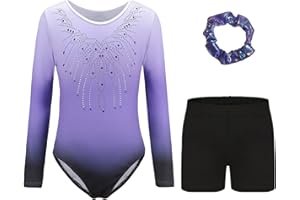 Kiscorpse Gymnastics Leotards for Girls Long Sleeve/Sleeveless Sparkle Ballet Dance Gymnastics Athletic Leotards Shinning Diamond for Kids 5-12 Years