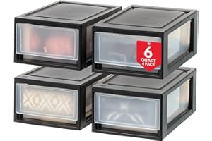 Iris Ohyama, Cassetto di stoccaggio, Torre di stoccaggio in plastica per ufficio, Set di 4, MSD-1, nero