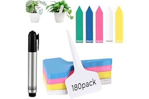 ZIKENIS 180 Stück Pflanzenschilder,PPlastik Pflanzenschilder für Draussen,Mit 1 Filzstift,Wetterfest Pflanzenstecker Zum,Beschriftungsschilder,Pflanzschilder für Gemüse, Kräuter, Blumen (Weiß+Bunt)