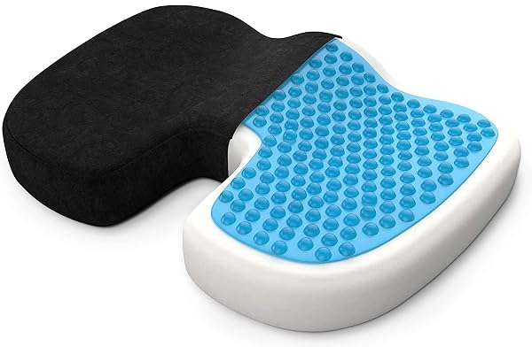 Coussin Ergonomique Assise et Coccyx en Mémoire de Forme - Coussin Orthopédique pour Chaise Bureau, Fauteuil et Voiture Conducteur - Soulage Sciatique et Lombaire - Coussin de Chaise – Noir, Standard