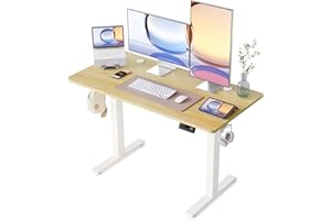 YIHAYO Höhenverstellbarer Schreibtisch 120x60 cm, Schreibtisch Höhenverstellbar Elektrisch Tisch höhenverstellbar Stehschreibtisch mit Memory Funktion, Natural