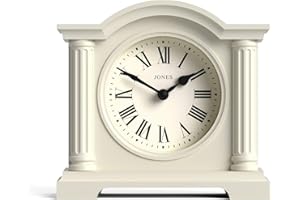 Jones Clocks® Kensington mantel clock | Classic arch top clock | Pale cream | Stylish & contemporary | Ideal for desk, mantelpiece, bookshelf or bedside