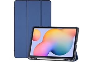 ProCase Funda para Galaxy Tab S6 Lite 10.4 2024 2022 2020 con Soporte para S Pen (SM-P620/P625/P613/P619/P615/P610), Funda Trifold, TPU Suave Translúcida, Despertar/Reposo Automático - Azul Marino