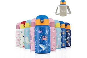 Autsel 500ml Borraccia Bambini con cannuccia, Bottiglia Termica per Bambini in Acciaio Inox a doppia parete, Bottiglia Acqua senza BPA