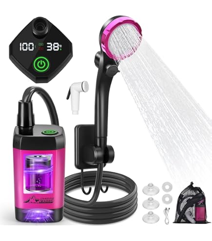 Douche Portable - Camping - Électrique - 6000mAh - Afficheur Intelligent - 2 Modes de Débit - Jardin