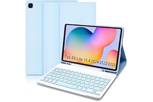LIELAX Samsung Galaxy Tab S6 Lite Case with Keyboard - Bluetooth Keyboard (UK layout) & Samsung S6 Lite Tablet Case, Keyboard Case for Samsung Tab S6 Lite 10.4”2024/2022/2020, Blue