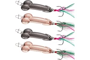 Blueshyhall Lot de 4 Leurres de Pêche en Métal, Leurres de Pêche Kit, Cuillère Peche en Mer et Eau Douce, Leurres de Traîne, Cuillère Spinner, Hameçons pour Pêche, Appât Artificiel