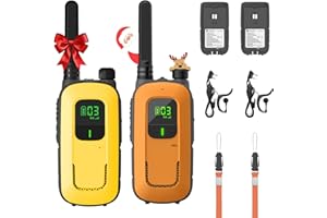 Radioddity PR-T3 Walkie Talkie dla dzieci PMR446 krótkofalówka VOX z 16 kanałami, latarka, zasięg 4 km, ładowalne akumulatory na przygody, aktywności na świeżym powietrzu, kemping, 2 sztuki