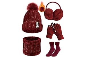 Yuson Girl Conjunto de gorro y bufanda de punto, forro polar de invierno, forro de lana Beanie Hat, calentadores de cuello para mujeres