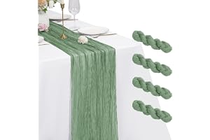 Pesonlook 4-pack ostduk bordslöpare, salviagrön, lång, 53 x 305 cm