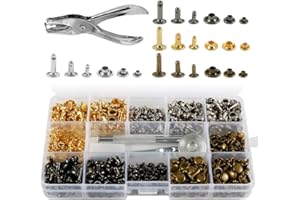 RELAX LOVE 360 Rivets Cuir Set,3 Tailles Rivets Couture Double Cap Tubulaire Goujons en Métal avec Punch Pince et 3 Pièces Outils de Fixation Pour DIY l'Artisanat Rivets de Remplacement Décoration de Robe