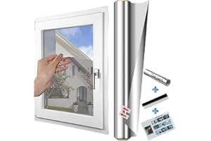 ‎HOMTOL HOMTOL Spiegelfolie Fensterfolie selbsthaftend Blickdicht 90x400 cm Sichtschutzfolie UV-Schutz Sonnenschutzfolie Selbstklebend durchsichtig fensterglasfolie Silber