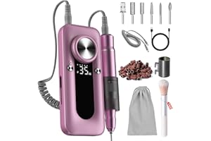 CARASTEK Fresa per Unghie Professionale 45000 RPM Portatile Ricaricabile Lima per Unghie Elettrica Velocità Regolabile Manicure Set Trapano Elettrico Schermo LCD Elettrica per Unghie Kit per Manicure Pedicure