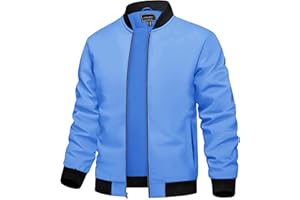 TACVASEN Herren Bomberjacke Leichte Übergangsjacke Fliegerjacken Frühling Herbst Blouson mit Taschen