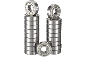 HiPicco 697ZZ Deep Groove Ball Bearings, ID 7mm x OD 17mm x Width 5mm Miniature Bearings, Double Metal Shielded Ball Bearing Chrome Steel Z2 Lever 20pcs