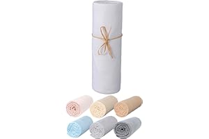 P'tit Basile Drap Housse 60x120 cm - Jersey peigné 100% Coton Bio - Blanc - pour Matelas bébé Enfant 60x120 cm - Matière Extensible Pas de Repassage - Larges Profonds Bonnets de 15 cm
