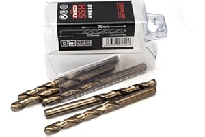 Ferrcan Punte per metallo HSS DIN338 M35 5% cobalto per forare in acciaio inox, ferro e altri metalli (confezione da 5 pezzi per misura) (8,5mm)