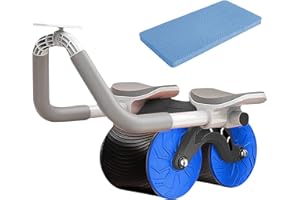 MENAYODA Rullo per addominali, addominali AB Wheel Roller, Automatic Rebound Aabdominal Wheel, doppia ruota addominale con tappetino imbottito per esercizi addominali Core Training