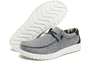 JSWEI Mens Slip On Loafers Shoes Washable Men's Driving Loafers Moccasin Slippers Breathable Lightweight Deck Shoes for Men Comfort Non-Slip Walking Loafers Black Grey UK 6-12