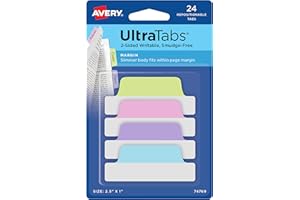‎AVERY ZWECKFORM AVERY Zweckform Art. 74768 Haftstreifen transparent/pastell (24 Haftnotizen, 63,5x25,4mm, beschreibbare Index Tabs Folie, ablösbare Klebezettel, Page Marker, Sticky Notes, Klebemarkierungen)