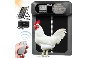 Vicalo Porte Automatique Poulailler, Large Porte Poulailler Automatique Solaire avec Télécommande, Écran LCD Étanche, 4 Modes Alliage D'aluminium Porte Automatique Poulailler Solaire Anti-Pincement