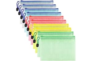 ‎COWORK-UP COWORK-UP 10 Stücke Dokumententasche B6, Kunststoff Datei Taschen mit Reißverschluss für Datei, Papier, Dokumente, Kosmetika, Hausaufgaben und Reisezubehör