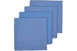 HOMESCAPES Tovaglioli in cotone, set di 4, biancheria da tavola tinta unita, blu scuro