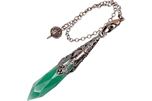 Amogeeli Aventurine Vert Cristal Pendule Esotérisme Radiesthésie Divination Quartz Pendentif Pierre Reiki Bracelet Facette Cône Pendule Combinaison