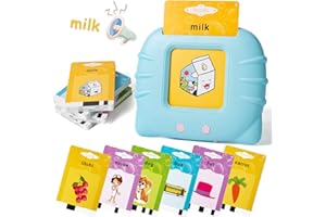 JOFONY Talking Flash Cards, Early Educational Toys Learning Montessori for Baby Boys Girls, Preschool Learning Reading Machine (Blue）