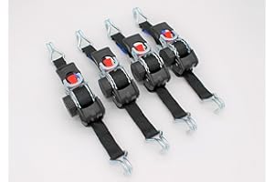 BAUMGART HEBEN UND SICHERN Automatik Zurrgurt Spanngurt mit Spitzhaken 1,8m x 25 mm 300/600 daN, 4er Set, Schwarz, für PKW und Anhänger