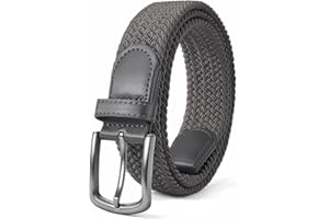 PLUSZIS Men’s Belt, Elastic Braided Belt, Stretch Woven Casual Belt 1 3/8", With Gif Box.