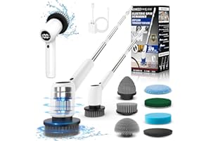 GANICECOOL Spazzola Elettrica Rotante per Pulizia, Scrubber Doccia a Batteria con 6 Teste di Spazzola Sostituibili, 2 Velocità Regolabili, Spin Brush per La Pulizia Bagno Cucina Pavimento Vasca (Bianco)