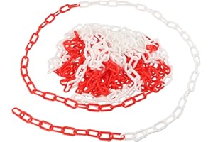 Wisebom Catena Barriera Plastica 10mx6mm, Catena di Avvertimento Alta Visibilità, Catene Barriere Sicurezza Catene Plastica per Parcheggio Controllo della Folla Traffico (Bianco e Rosso)