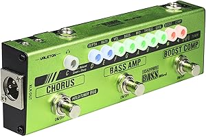 Valeton Dapper Bass Pedal Mini Stage Session Gigging Practice Analog Amp Boost Comp Chorus Bass Multi-Effects Pedal MES-2
