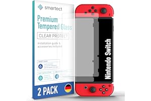 smartect Verre Trempé [2 Pièces, Clear] pour Nintendo Switch 2019/2018 / 2017, Protecteur d'écran en Verre HD Anti Rayures, Sans Bulles, Dureté 9H, 0.3mm Ultra Transparent, Ultra Résistant
