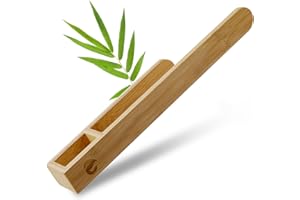 ECENCE 1x Toallero de Madera sin taladrar toallero de baño bambú Naturaleza autoadhesiva toallero de Invitados 38,5cm